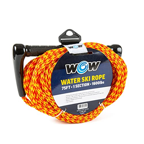 WOW Sports - Water Ski Rope for Wakeboard, Wakesurf, & Water Skiers - 75 ft - UV Treated - W/Floating Handle