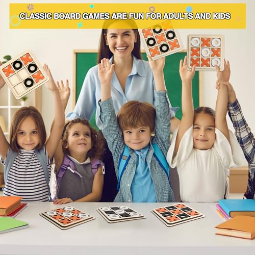 12 sets de juegos de mesa Tic Tac Toe de madera miniatura 4