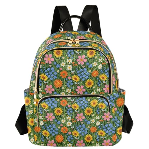 Mochila de gran capacidad con diseño de abejas y flores silvestres para mujer estilo casual