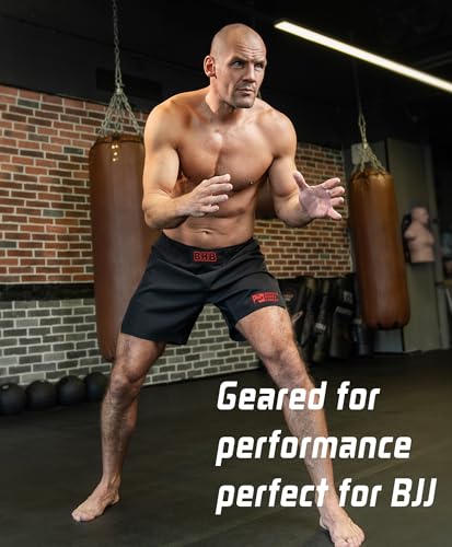Boxing Honey Badger BJJ Shorts MMA Fight Shorts, Premium Grappling, No-Gi Brazilian Jiu Jitsu, Kick Boxing Shorts for Men Red