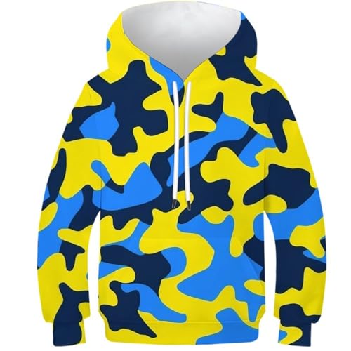 Hoodie camouflage garçon pull imprimé 3D sweat à capuche fille 6-15 ans