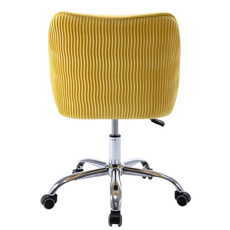 Image of Velvet Office Chair for Home & Office | 360 Swivel Ergonomic Study Armchair | 1-Seater Revolving Computer Desk Chair | Sofa Chair for Adults & Students | Yellow 17 inch Inche Height