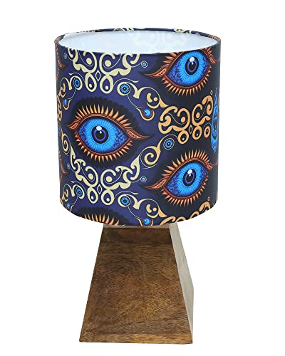 Image of Homesake Wooden Base Pyramid Table Lamp, Lamps for Living Room, Bedside Night Lamp, Lamp for Bedroom Decoration, Modern Home Decorative Light, Desk Lamp,Study Lamp, Home Decor,Beauty in Eye Shade