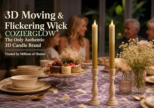 Image of Flameless Taper Candles Flickering with Remote and Timer, 3D Moving Flame Taper Candle Battery Operated to 400 Hours, 9 Inch Window Candles, (Gradient Gold-Vertical Stripes)