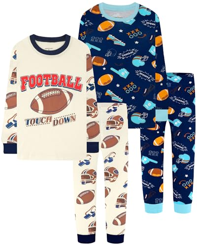 Image of DAUGHTER QUEEN Boys Pajamas 4 Pieces Long Set 100% Cotton Sleepwear Size 18 Months-12 Years