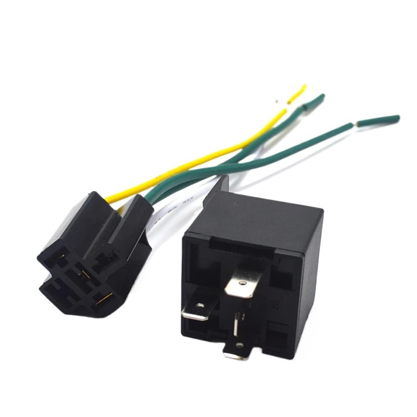 Relés automotrices de 12 V, 4 Pines, 5 Pines, 40 A, Normalmente Cerrado y Normalmente Abierto con Enchufe y Cable (relé Cerrado).