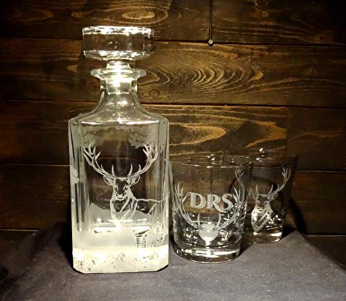 Deer Nature Scene Etched Crystal Decanter 750mL