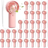 Rossesay 30 Pcs Mini Portable Fan Handheld Battery Operated Portable Small Personal Fans for Summer Travel Beach Indoor Outdoor Cooling Gift (Pink)