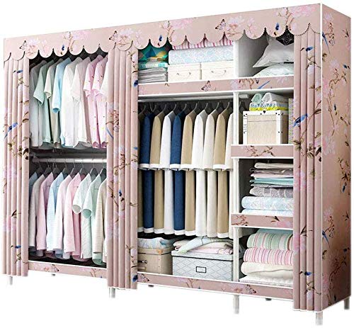 Garde-robe en tissu assemblée MU avec étagère et penderie robuste