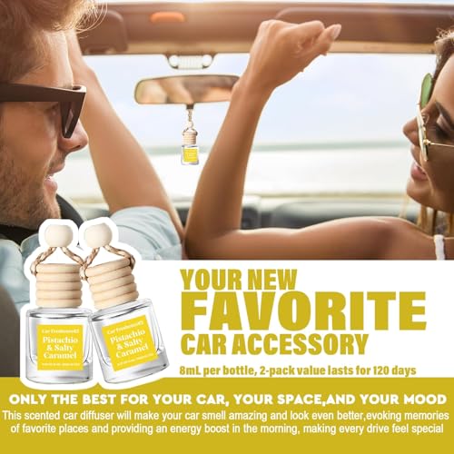 Image of C Classy Car Air Freshener Hanging 2 Pack, Pistachio Essential Oil Diffuser, Long-Lasting Fragrance, Cute Car Accessories for Women & Men, Made in USA