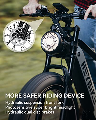 Heybike Brawn 750W Electric Bike For Adults,28Mph 26'' Fat Tire Ebike With 48V 18Ah Removable Battery,Off Road Electric Mountain Bike,Hydraulic Front Fork Suspension Electric Bicycles(Black) #TOP3