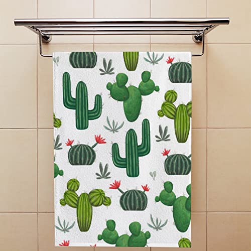 Tsingza Hand Towels Set Of 2 Summer Cacti Succulents Absorbent Quick Dry Fingertip Bath Towels Watercolor Cactus Floral Soft Microfiber Dish Towels Kitchen Bathroom Decor Gym 30X15 Inch #TOP3