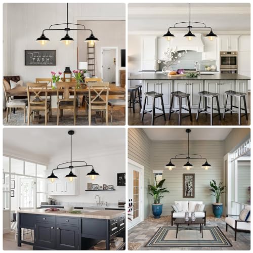 Puzhi Home AC-Q4BS-471C Black Pendant Lighting Fixture, 3-Lights Modern Farmhouse Chandelier With Metal Island Lights thumb #2