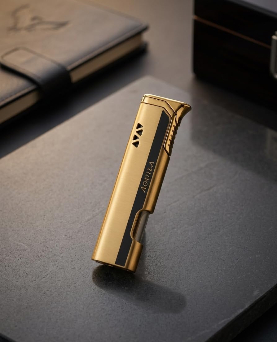 Aquila Premium Metal Pocket Lighter | Windproof & Refillable Cigarette Lighter | Luxury Smoking Accessory for Men & Women (Gold)-image-11