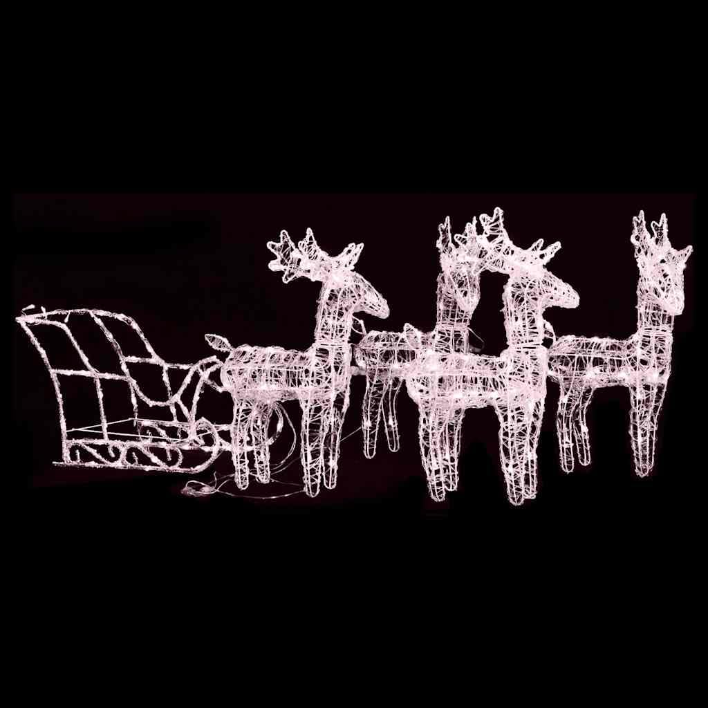 Weihnachtsdekoration Rentier Schlitten 280x28x55 cm LED Deko für Garten Außenbereich Warmweiß 240 LED 8 Lichteffekte