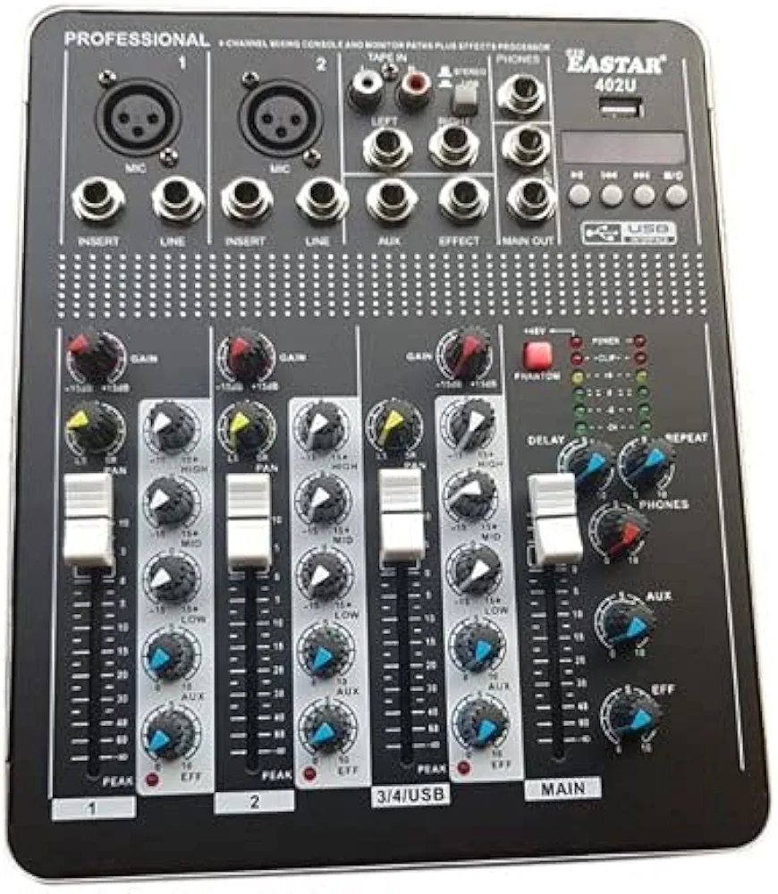 kh Professional 4 Channel Mixing Console Bluetooth Compatible