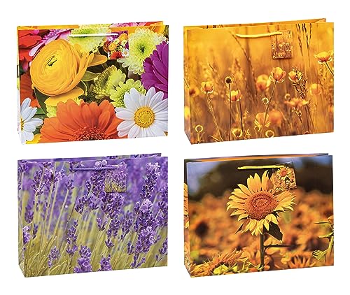 TSI Geschenktüten BLUMEN-MIX, 12er Packung, Größe: Shopper (HxBxT 29 x 38 x 10 cm), Art. Nr. 84413