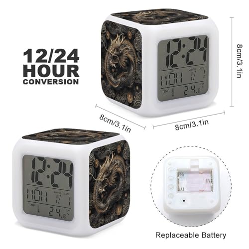 Reloj digital de moda con pantalla de temperatura y luz nocturna de dragón 3