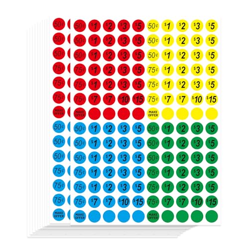 Starboling 2800 PCS Yard Sale Price Stickers,3/4" Diameter Garage Sale