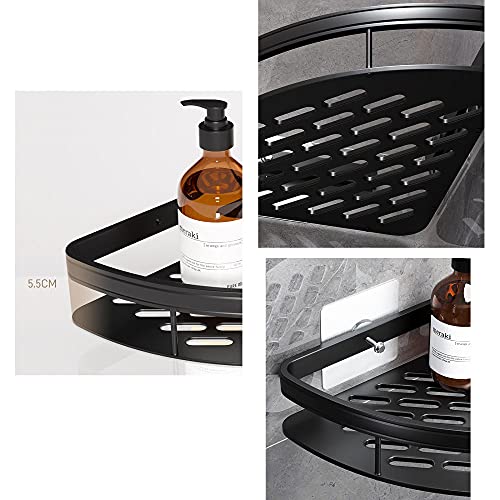 Cesta de ducha de esquina y estante de aluminio negro para pared cocina 4