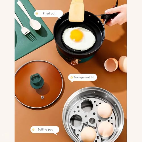 Portable Electric Cooking Pot, 3-in-1 Multi-Cooker with Transparent Lid and Frying Pan, Detachable Cord for Home Use - Image 5