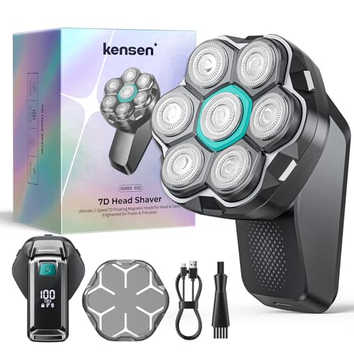 Kensen Rasoir Tete Chauve Homme 7D Rasoir Electriques Hommes 100 Mins d'Autonomie Tondeuse Crane Chauve IPX6 Étanche Sec & Humide Rasoir Crane Homme Chauve...