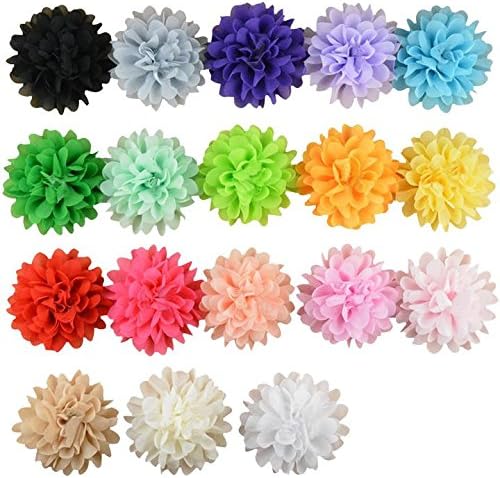 Chiffon Fabric Flowers for Crafts - Bulk Fabric Flowers Pack of 18 Assorted Colors
