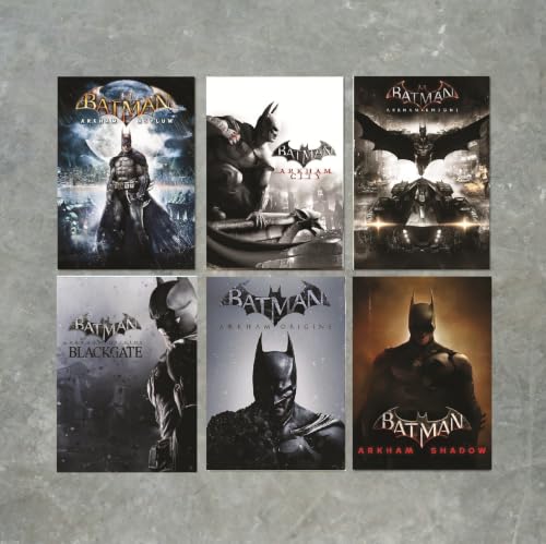 Image of FoxyPrinting Batman Arkham Poster Set of 6 – Arkham Asylum, City, Origins, Blackgate, Knight & Shadow Inspired Gaming Wall Art Prints – Batman Gamer Room Decor, A3 Poster
