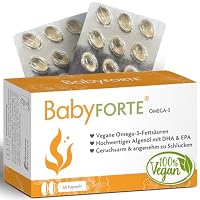 BabyFORTE Omega-3 Algenöl, optimales DHA & EPA Verhältnis, vegan, 60 Kapseln, Kinderwunsch Vitaminen kombinierbar