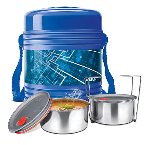 Milton Vector Deluxe 2 Plastic Leak Lock Tiffin Box Set, 2 -Pieces, Blue Milton Vector Deluxe 2 Plastic Leak Lock Tiffin Box Set, 2 -Pieces, Blue