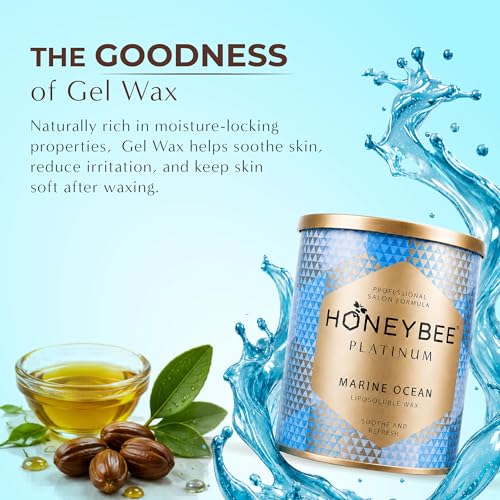 Image of Honeybee Marine Ocean Liposoluble Gel Wax Hair Removal Kit | Gel Wax with Wax Strips & Spatula | Smooth Salon-Like Waxing at Home | Suitable for Arms, Legs & Body