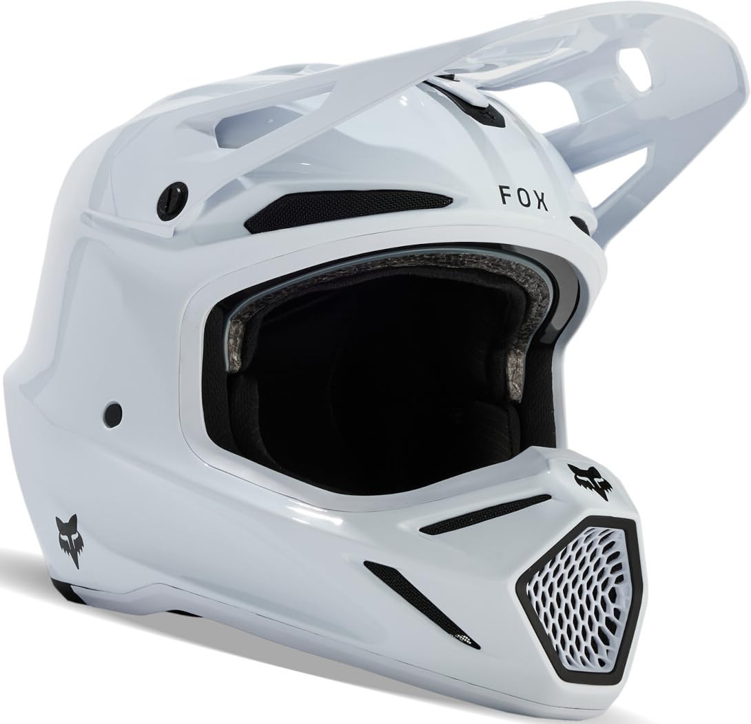 Amazon.com: Fox Racing V3 RS Carbon Solid Helmet (White