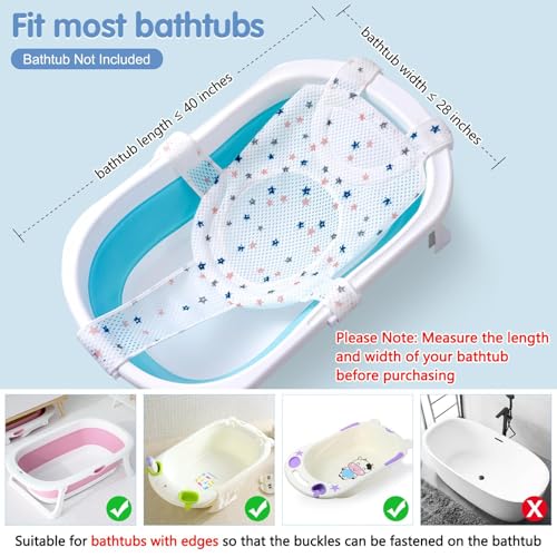 Image of Colorlife Baby Bath Seat Support Net Infant Bathing Seat Support Mat, Adjustable Comfortable Non-Slip Five-Pointed Baby Shower Net Bathtub Sit Up Mesh for Newborn 0-12 Months-White(No Bathtub)