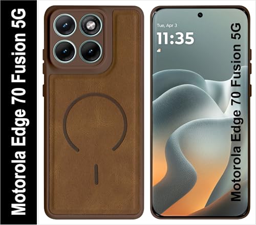 Image of SBMS Back Cover for Motorola Edge 70 Fusion 5G | Ultra Slim Soft Rubberised Hard Case | Oil Feel Soft Leather Back | Mag-Safe Design (Mag-Safe Not Support) | Camera Protection Edge 70 Fusion (Brown)
