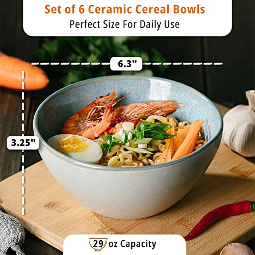 Brew To A Tea Btat- Cereal Bowls, 29 Oz, 6 Pack, Colorful Bowl Set, Ceramic Bowls, Microwave Safe Bowls, Snack Bowls, Microwave Oatmeal Bowl, Cereal Bowl, Dessert Bowls, Mother's Day Gift #TOP1