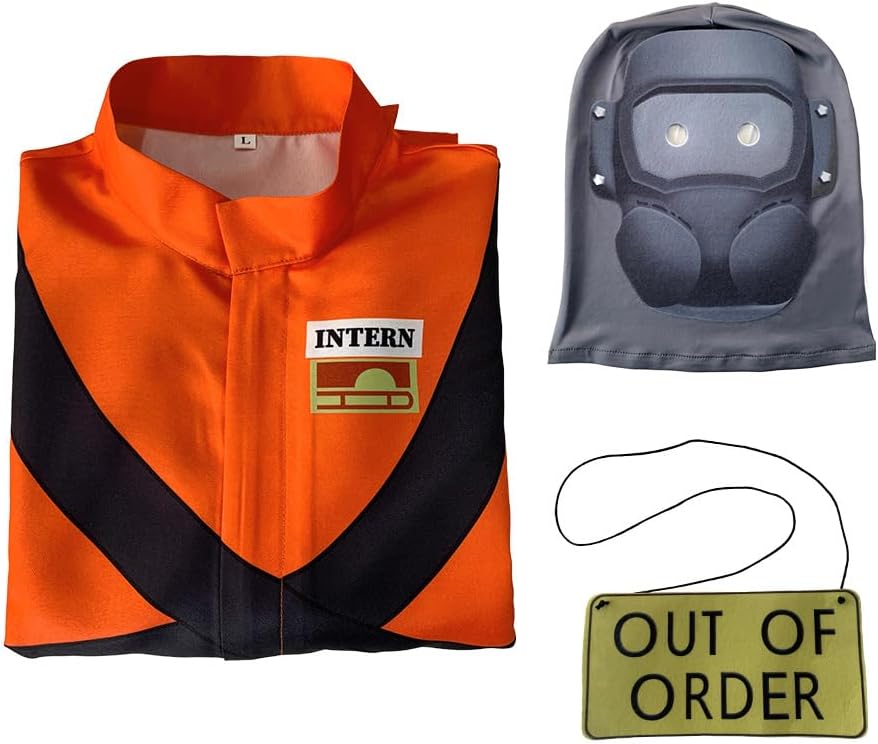 Lethal Employee Costume for Men Cosplay Orange Crew Uniform Jumpsuit with Mask Horror Game Halloween Outfits - Image 4