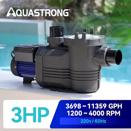 Image of Aquastrong Variable Speed Pool Pump, 3 HP, 220V, 11359GPH, In /Above Pool Pump, Energy Efficient, High Flow, Powerful Self Primming Swimming Pool Pumps with Filter Basket