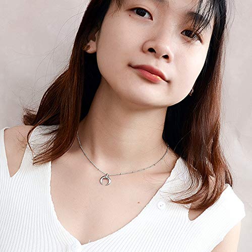 Jude Jewelers Stainless Steel Moon Crescent Half Circle Charm Statement Anniversary Colloar Necklace3