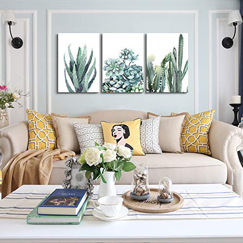 Image of Canvas Wall Art For Living Room Bathroom Wall Decor For Bedroom Kitchen Artwork Canvas Prints Green Plant Flowers Painting 20 inch X 28 inch 3 Pieces Modern Framed Office Home Decorations Family Picture