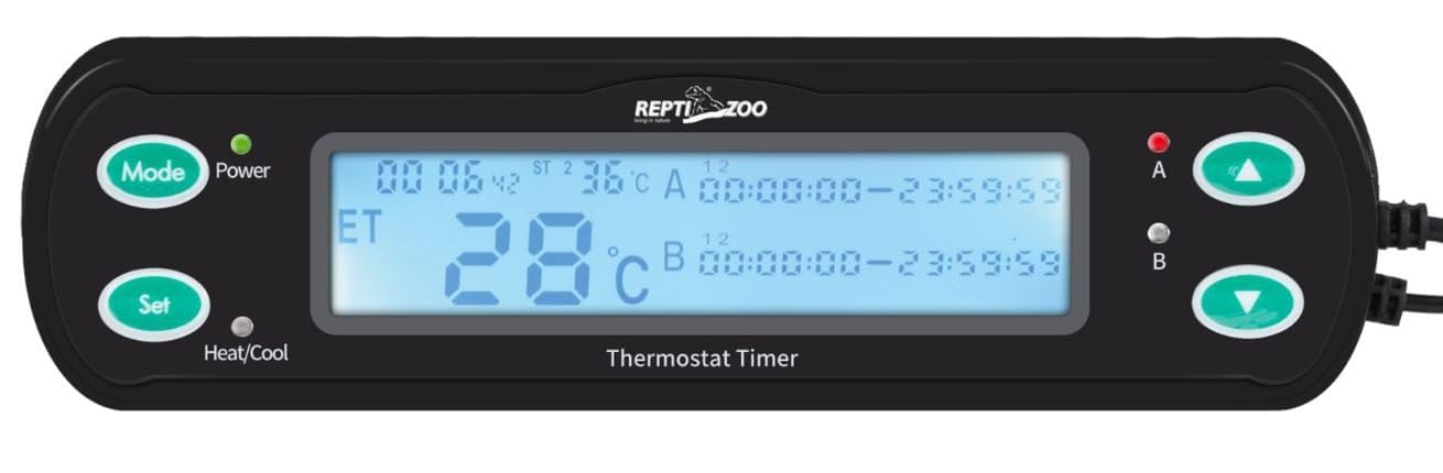 ReptiZoo Thermostat mit Zeitsteuerungfunktion (THC10) -Zwei- Anschlüsse WEEE RegNr. 82392108