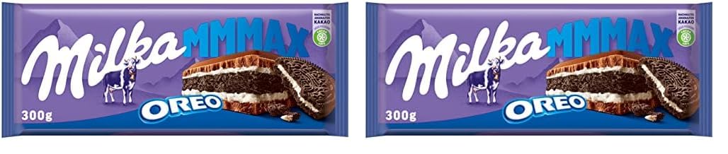 Milka OREO 1 x 300 g I Large Board I Alpine Milk Chocolate I with Milk Cream Filling and OREO Biscuit I Milka Chocolate Made from 100% Alpine Milk I Table Chocolate Pack of 2
