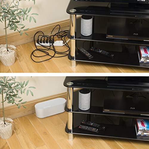 Caja de gestión de cables D-Line (pequeña) y canalización para cables pequeña de 39 pulgadas de largo - Blanco miniatura 7