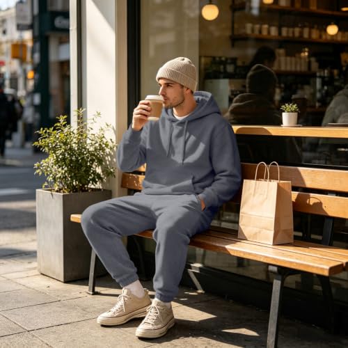 Mens Sweat Set Hooded Sweatshirt Fleece Track Pants Jogger 2 Piece Outfits - image 8