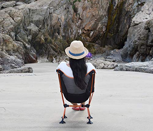 MARCHWAY Ultralight Folding Camping Chair with Anti-Sinking Wide Feet, Portable Compact for Outdoor Camp, Beach, Travel, Picnic, Hiking, Lightweight Backpacking (Orange) - Thumbnail 3