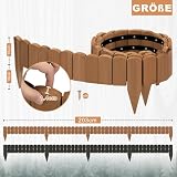WOLTU Rollborder, Flexibler Holzzaun, Beeteinfassung Beetumrandung Rasenkante Gartenzaun Holz, Deko für Garten Blumenbeet, 203x10 cm, Dunkelbraun