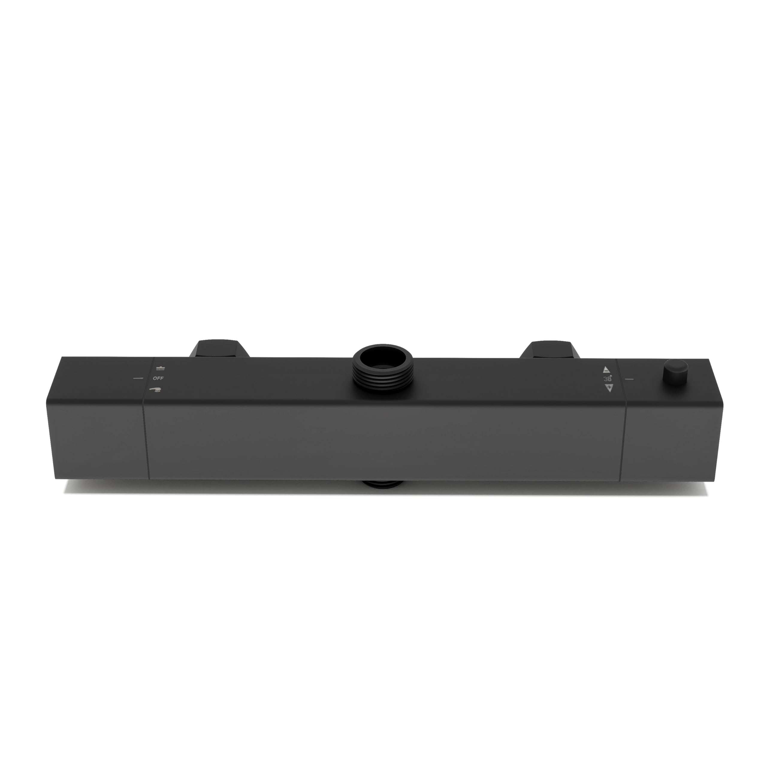 Aica Columna de Ducha Alcachofa Cuadrada con Termostato 30x30cm Rociador Superior Negro Mate Barra Regulable