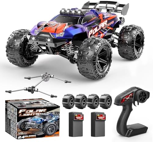 1:14 Ferngesteuertes Auto Erwachsene & Jungen Offroad 4WD RC Auto 40 KM/H | All Terrain,mit 2 Wiederaufladbaren 1300mAh Akkus & 2 Reifensätzen,4X4 Wasserdichtes Hochgeschwindigkeit