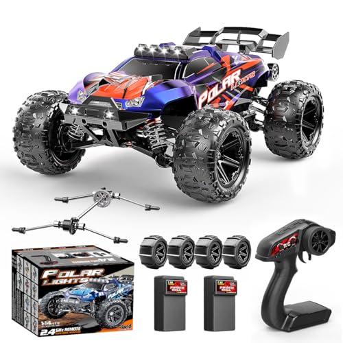 Cirmine Voiture Télécommandée Adulte 1:14 2.4GHz Tout-Terrain Off-Road, Voiture RC 4WD Haute Vitesse 40 km/h, Véhicule RC 4x4 Étanche avec 2 Batteries Rechargeables...