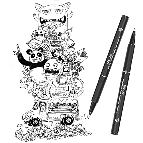 Qianshan Precision Micro-Line Pens Set Of 10 Black Fineliner Calligraphy Waterproof Archival Ink Multiliner Pens For Artist Illustration, Sketching, Technical Drawing, Manga, Scrapbooking #TOP7