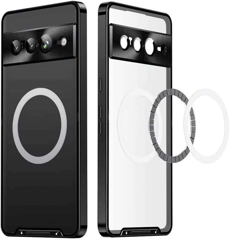 Miniatura 8 de Guizzcg Funda magnética de metal para Goo gle Pixel 7 Pro compatible con carga inalámbrica bloqueo de seguridad Cubierta protectora translúcida de